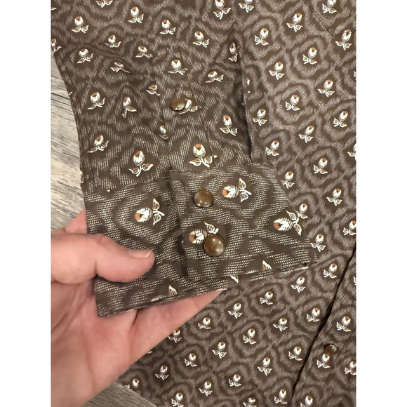 Vtg Gibson Trading Co Long Sleeve Shirt Men's Sz M Western Pearl Snap Brown - Picture 4 of 5